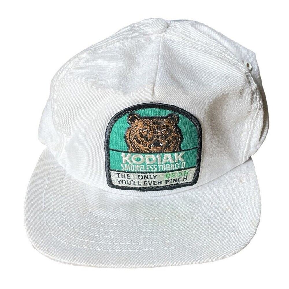 VTG Kodiak Racing Smokeless Tobacco Bear Patch USA Made SnapBack Hat Cap RARE